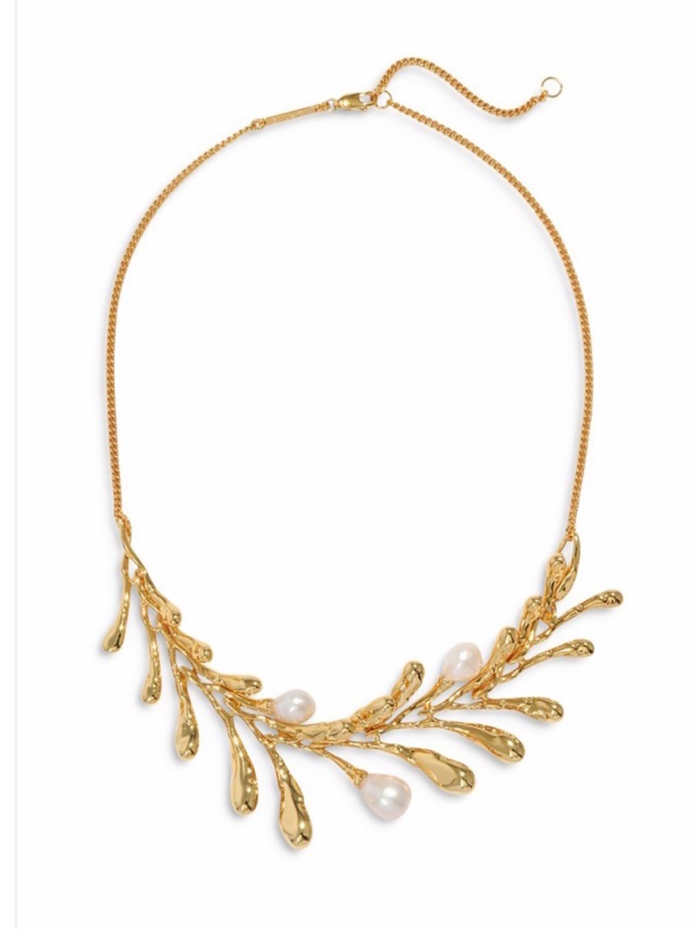 NEW Alexis Bittar Perla Freshwater Pearl Bib Necklace Gold Pearl AU20